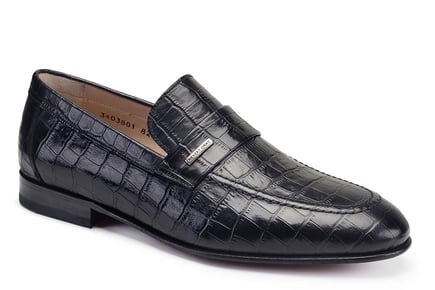 Siyah Kroko Erkek Loafer Ayakkabı