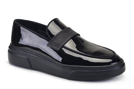 Siyah Rugan Bağcıksız Erkek Sneaker Ayakkabı
