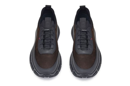 Siyah-Nubuk Haki Bağcıklı Sneaker