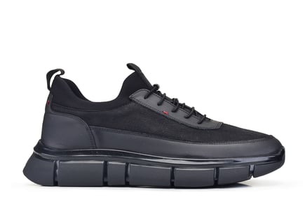Siyah-Nubuk Siyah Bağcıklı Sneaker