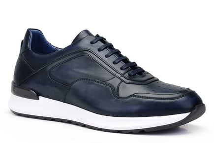 Lacivert Hakiki Deri Erkek Sneaker Ayakkabı