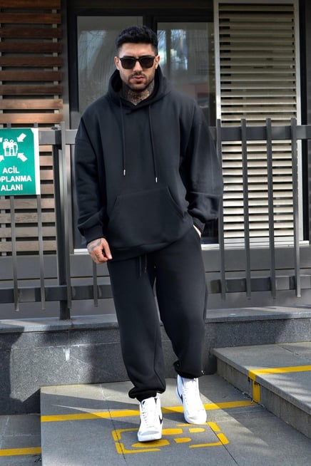 Oversize Kalın 3 İplik Füme Şardonlu Eşofman Takımı