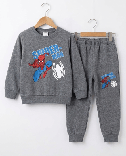 001809 Spiderman Baskılı Şardonlu Erkek Takım K-GRİ