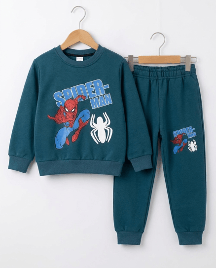 001809 Spiderman Baskılı Şardonlu Erkek Takım YEŞİL