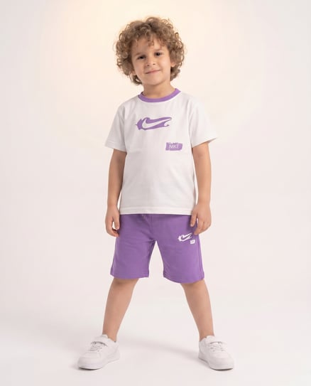 0068 Baskılı Şort & T-Shirt İkili Erkek Çocuk Takım LİLA
