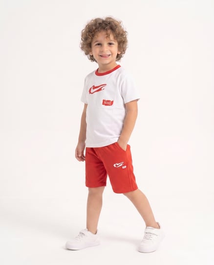 0068 Baskılı Şort & T-Shirt İkili Erkek Çocuk Takım NAR CICEGI