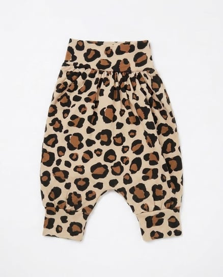 00907-2 Leopar Desenliı Kız Çocuk Şalvar BEJ