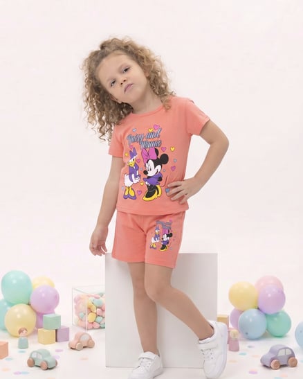 02004-4 Minnie Baskılı İkili Kız Takım SOMON