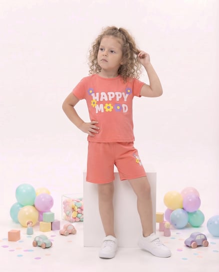 02004-5 Happy Baskılı İkili Kız Takım SOMON