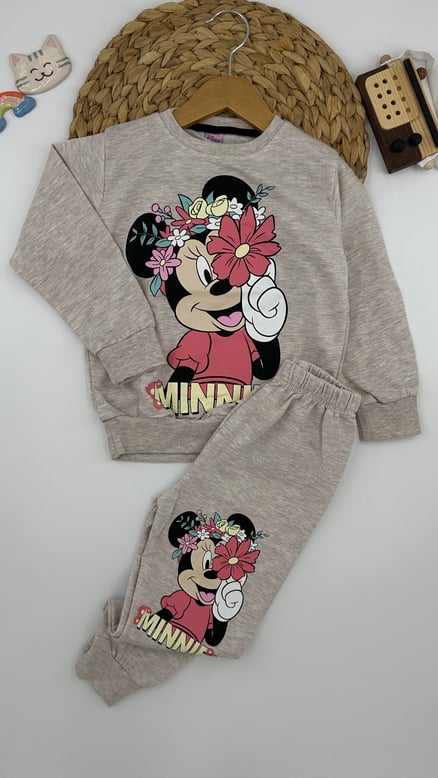 0507-7 Minnie Mouse Baskılı Çocuk Takım KAHVE
