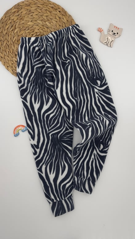 0510-2 Kız Çocuk Zebra Desen Polar Tek Alt SİYAH