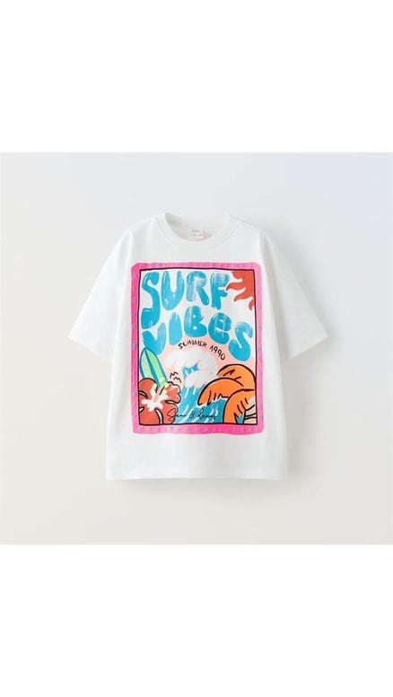 0610-3 Surf Vibes T-Shirt BEYAZ