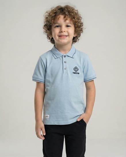 10022 Lakost Yaka Nakışlı Erkek T-Shirt (13-16 Yaş) MAVİ