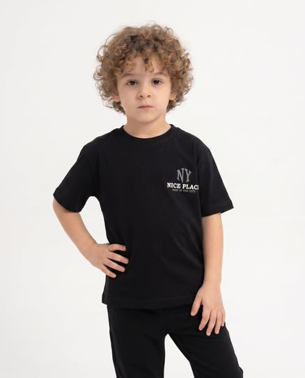 10024  Nice Place Baskılı Erkek Çocuk T-Shirt (5-8 Yaş) SİYAH