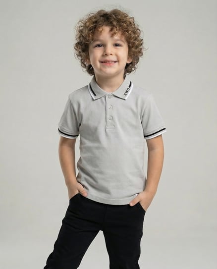 10065 Polo Yaka Erkek Çocuk T-Shirt (1-4 Yaş) GRİ