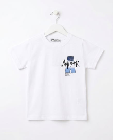 10069 A Baskılı Erkek Çocuk T-Shirt BEYAZ