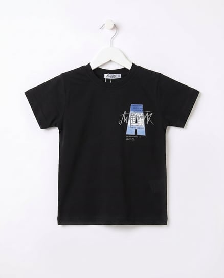 10069 A Baskılı Erkek Çocuk T-Shirt SİYAH