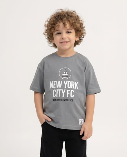 10074 Gemi Baskılı Erkek Çocuk T-Shirt GRİ