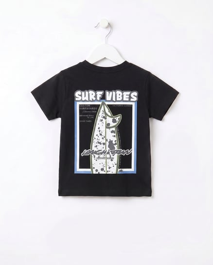 10099 Surf Vibes Baskılı Erkek Çocuk T-Shirt (5-8 Yaş) SİYAH