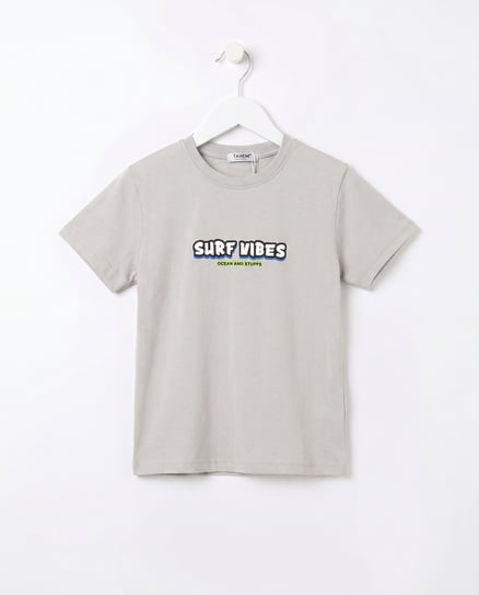 10099 Surf Vibes Baskılı Erkek Çocuk T-Shirt (5-8 Yaş) GRİ