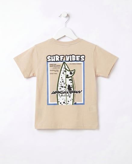 10099 Surf Vibes Baskılı Erkek Çocuk T-Shirt (5-8 Yaş) KAHVE