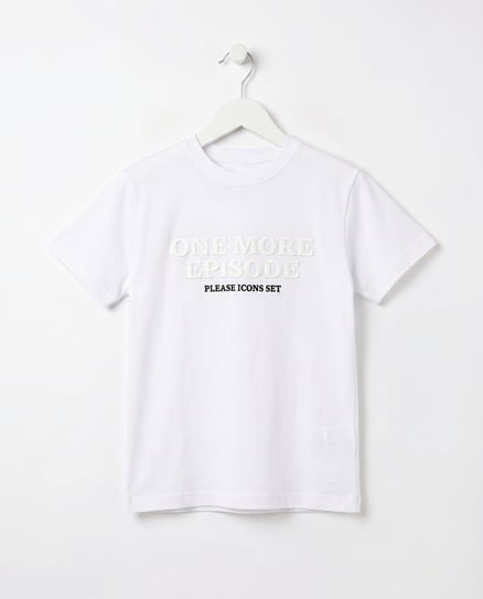 10106 One More Baskılı Erkek Çocuk T-Shirt (5-8 Yaş) BEYAZ
