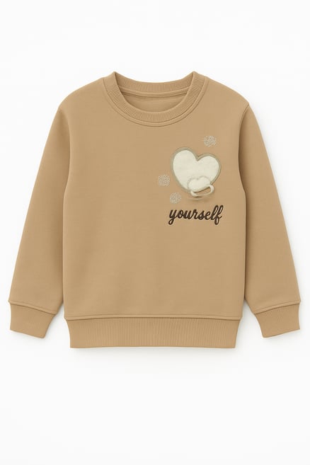 10903 Kalp Nakışlı Yossey Yazılı Şardonlu Sweat TAŞ