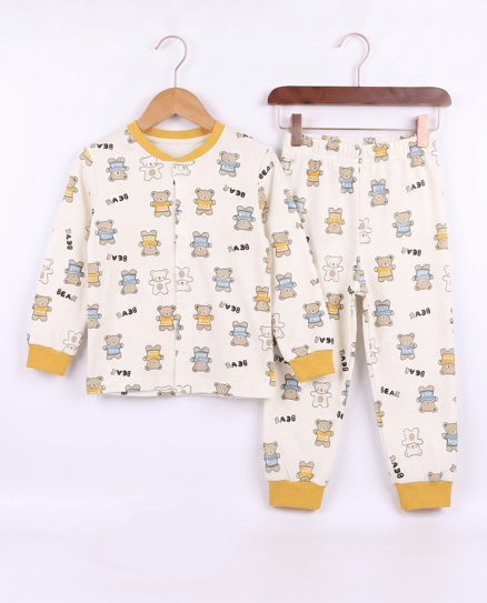 17525 Bear Çıtçıtlı Pijama Takımı SARI