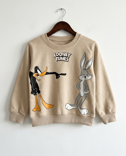 1811-2 Loonet Tunes Baskılı Sweat KREM