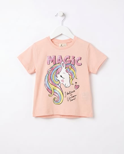 18408 Unicorn Baskılı Kız Çocuk T-Shirt SOMON
