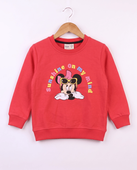 20601 Gözlüklü Minnie Baskılı Sweat NARÇ
