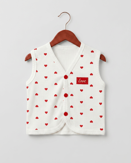 2120 Kalp Desenli Yelek KIRMIZI