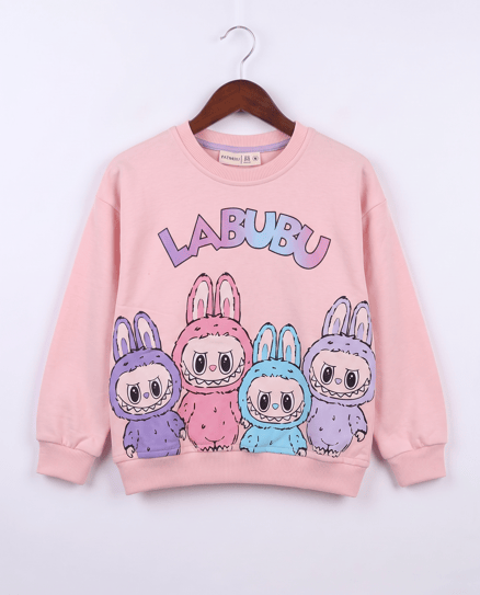 21701 Labubu Baskılı Kız Sweat PEMBE