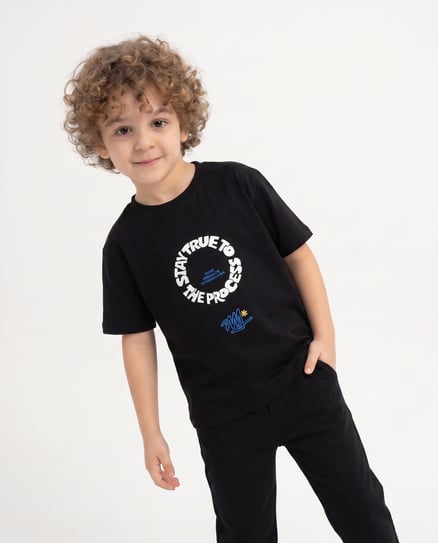 2264579 Stay True Baskılı Erkek Çocuk T-Shirt SİYAH