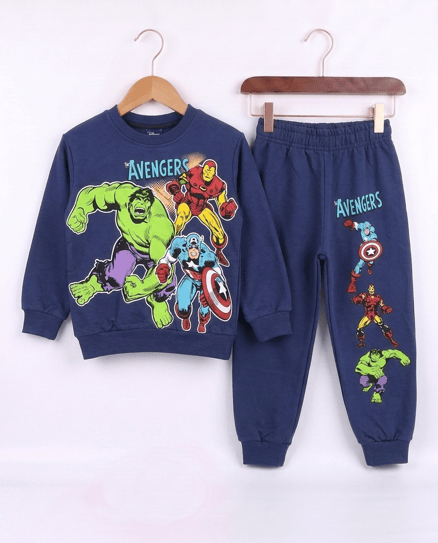 2408-11 The Avengers Baskılı İkili Erkek Takım LACIVERT