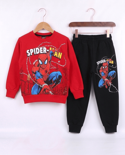 261076 Spiderman Baskılı Erkek Takım KIRMIZI