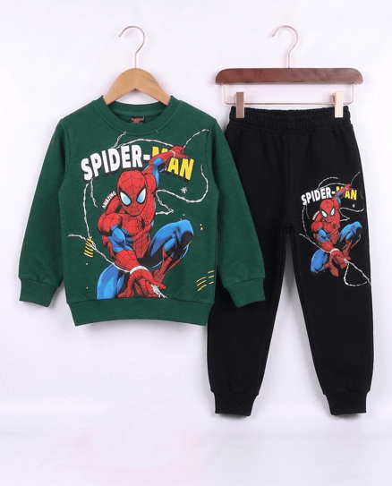 261076 Spiderman Baskılı Erkek Takım YEŞİL
