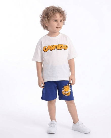2621-14 Garfield Baskılı İkili Erkek Çocuk Takım BEYAZ
