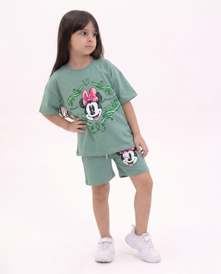 2622-9 Minie Mouse İkili Kız Çocuk Takımı YEŞİL