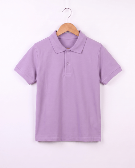 2626-1 Polo Yaka Okul Lakost T-shirt  (7-10 Yaş) LİLA