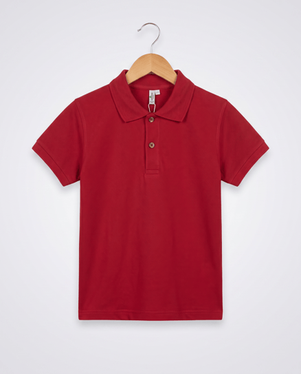 2626-1 Polo Yaka Okul Lakost T-shirt  (7-10 Yaş) BORDO