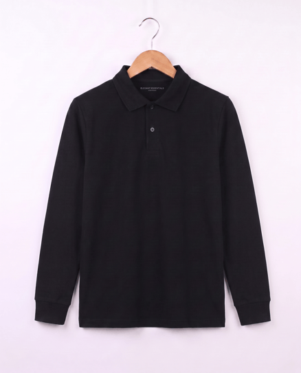 2626-4  Polo Yaka Okul Lakost Sweat  (7-10 Yaş) SİYAH