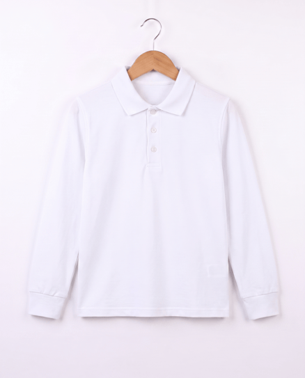 2626-4  Polo Yaka Okul Lakost Sweat  (7-10 Yaş) BEYAZ