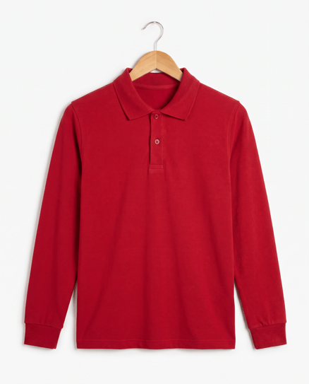 2626-4  Polo Yaka Okul Lakost Sweat  (7-10 Yaş) BORDO
