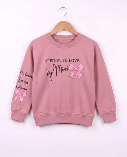 26644 Tied White Love Baskılı Sweat PEMBE
