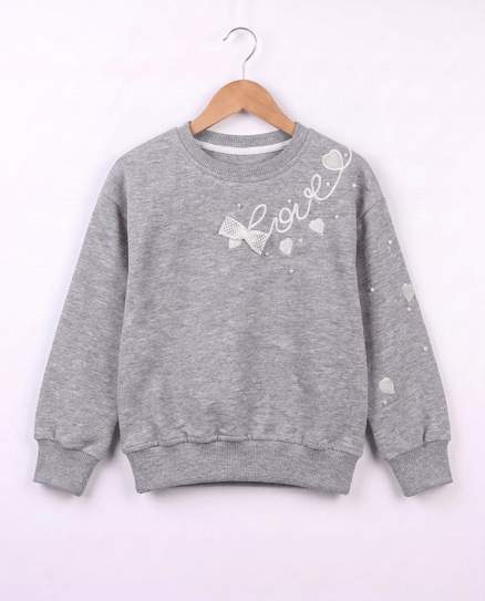 26649 Lovely Nakışlı Sweat GRİ