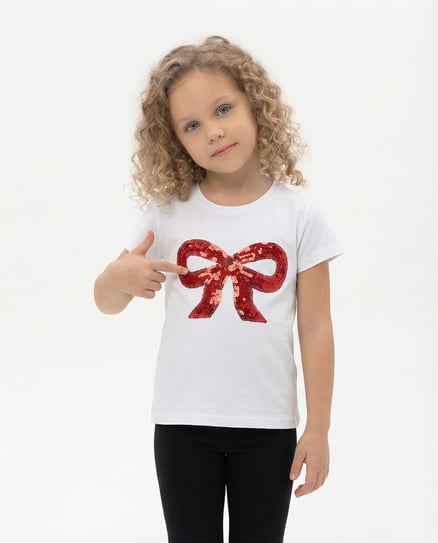 2837-38 Kurdale Desenli Kız Çocuk T-Shirt KIRMIZI