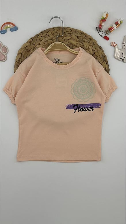 30120 Çiçek Kabartmalı  T-Shirt SOMON