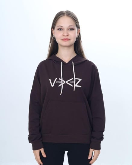 3014 İki İplik Streeat Wear Yazılı Sweat KAHVE