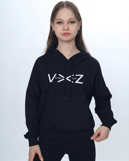 3014 İki İplik Streeat Wear Yazılı Sweat SİYAH